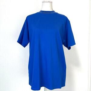 Acne Studios Designer Men's Blue T-Shirt Logo Collar 100% Cotton Size Large